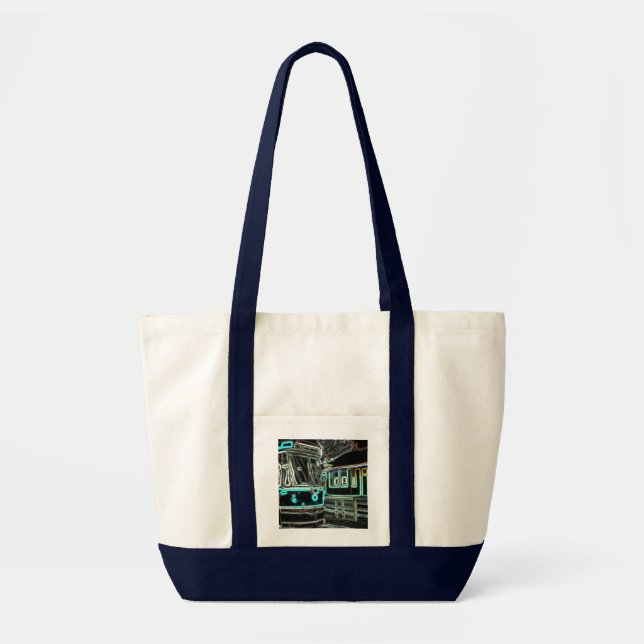 CLRV Neon at stn Navy Impulse Tote Bag (Front)