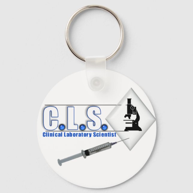 CLS BLUE LOGO W/ MICROSCOPE -  LAB SCIENTIST KEYCHAIN (Front)