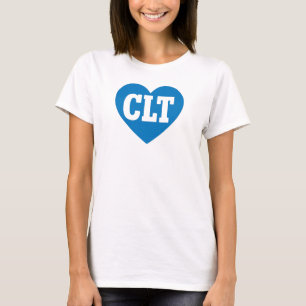 CLT Charlotte NC Heart Design – Bold Blue Varsity  T-Shirt