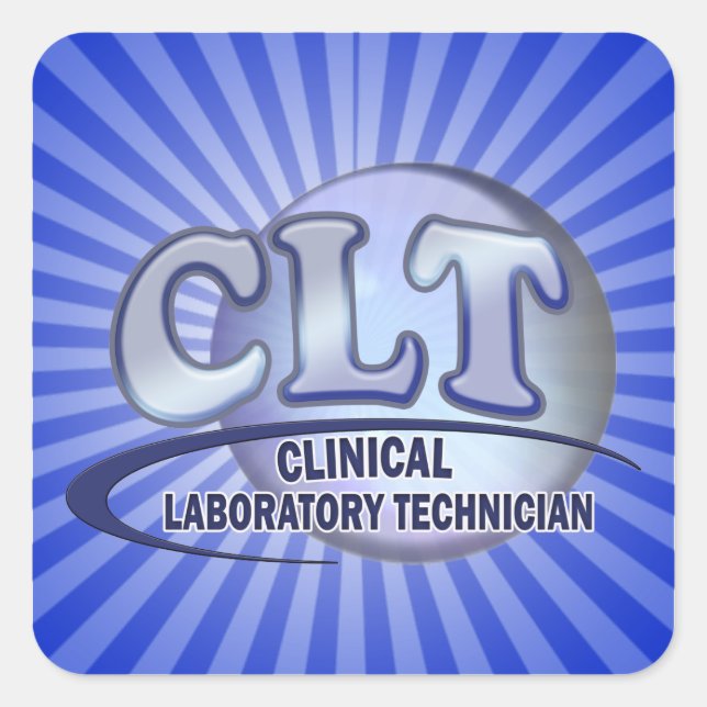 CLT FunBlue LOGO - CLINICAL LABORATORY TECHNICIAN Square Sticker (Front)