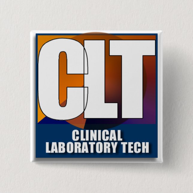 CLT LOGO - CLINICAL LABORATORY TECH 2 INCH SQUARE BUTTON (Front)