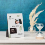 Cltrasound 2 Photo Child Father's Day Plaque<br><div class="desc">Grey 2 Photo Father's Day Plaque.  Photo of child and photo of ultrasound of child coming.  Customize with names.</div>