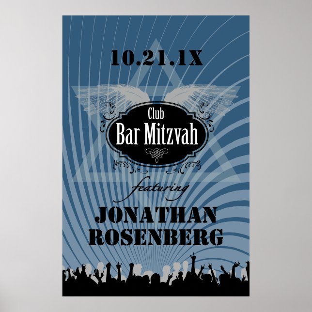 Club Bar Mitzvah Poster in Navy Blue (Front)
