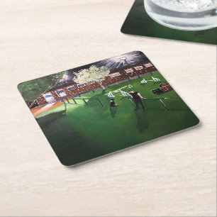 Club Canino Boomerang Painting by Alfred Fox Square Paper Coaster
