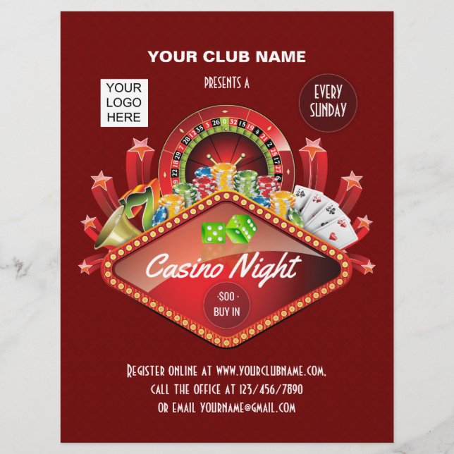 Club Casino Night Party personalized add photo Flyer (Front)