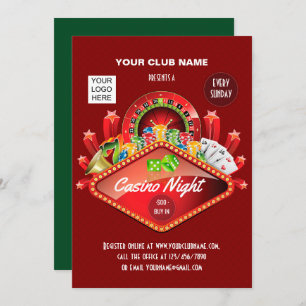 Club Casino Night Party personalized invitation
