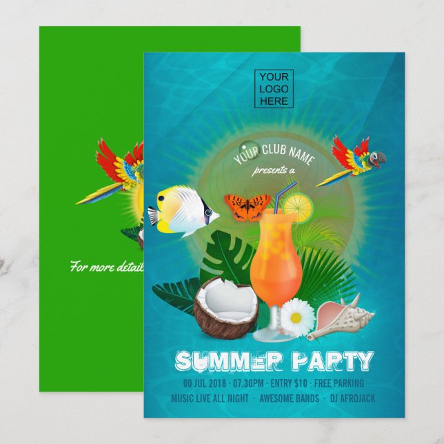 Club/Corporate Summer Cocktail Party Invitation (Front/Back)