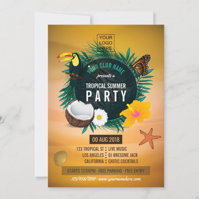 Club/Corporate Tropical Summer add photo and logo (Front)