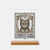 Club de chat néon Chat Cyberpunk Vintage Art vecto