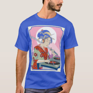 Club DJ Japanese Lady Samurai Kimono Warrior T-Shirt