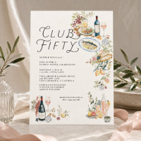 Club Fifty Garden Supper 50th Birthday Invitation