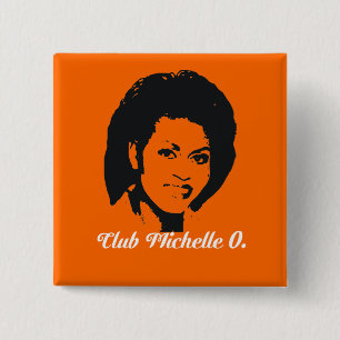 Club Michelle O. Button, Pumpkin 2 Inch Square Button