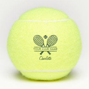 Club Name Tennis Player Green Script Personalized Tennis Balls