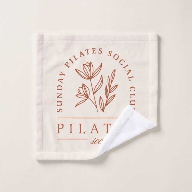 Club Pilates dimanche boho esthétique beige (Gant de toilette)