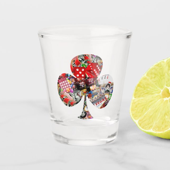 Club Playing Card Shape * Gamblers Delight Shot Glass (Front)