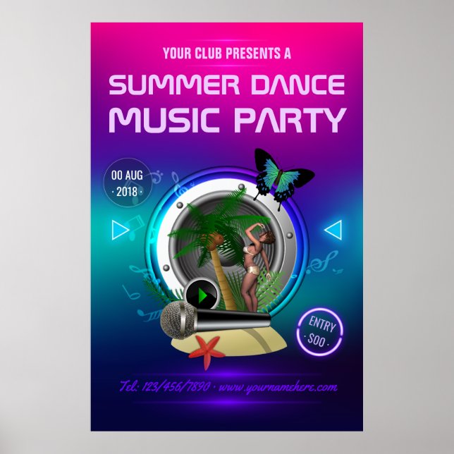 Club Summer Dance Music Party Advert Poster (Front)