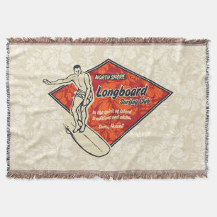 Club Surfing Diamond Hawaiian Print Throw Blanket