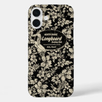 Club Surfing Longboard Hibiscus Hawaiian Black