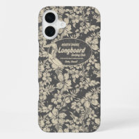 Club Surfing Longboard Hibiscus Hawaiian Grey