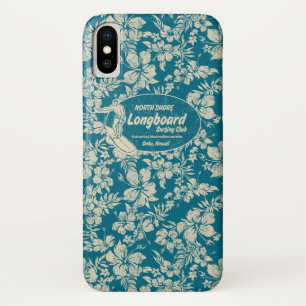 Club Surfing Longboard Logo and Hibiscus Hawaiian Case-Mate iPhone Case