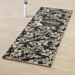 Club Surfing Longboard Logo and Hibiscus Hawaiian Yoga Mat