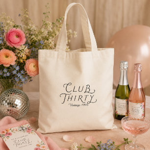 Club Thirty Personalized Birthday Tote Bag