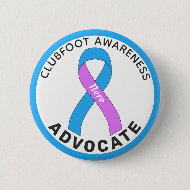 Clubfoot Awareness Advocate Ribbon White Button (Front)