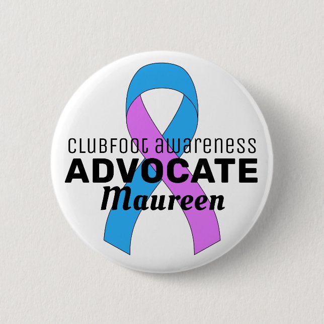 Clubfoot Awareness Advocate Ribbon White Button (Front)