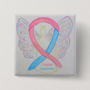 Clubfoot Awareness Angel Ribbon Custom Button Pins