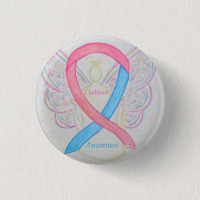 Clubfoot Awareness Angel Ribbon Custom Pin Buttons (Front)