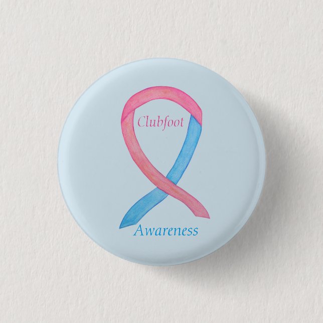 Clubfoot Awareness Ribbon Custom Pin Buttons (Front)