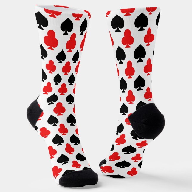 Clubs and Spades Playing Card Printed Socks (Angled)