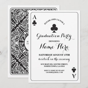 Clubs Jouer Carte Vegas Graduation Party Invitatio