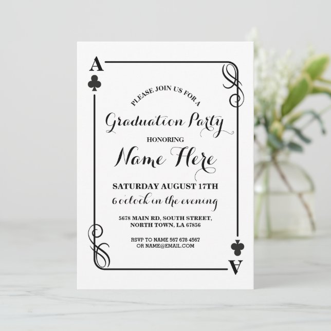 Clubs Jouer Carte Vegas Graduation Party Invitatio (Debout devant)