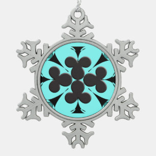 Clubs Snowflake Pewter Christmas Ornament