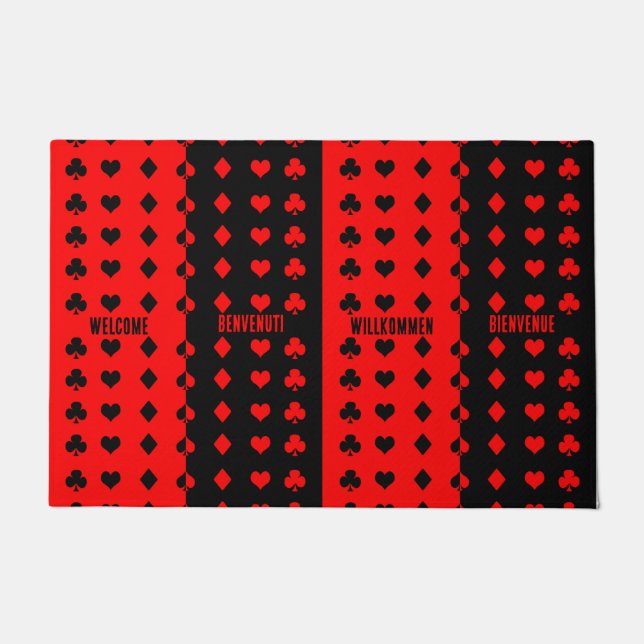 Clubs, spades, hearts, diamonds - cool      doormat (Front)