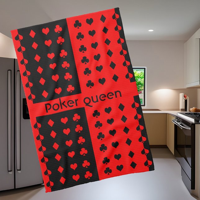 Clubs, spades, hearts, diamonds - poker queen  kitchen towel (Creator Uploaded)