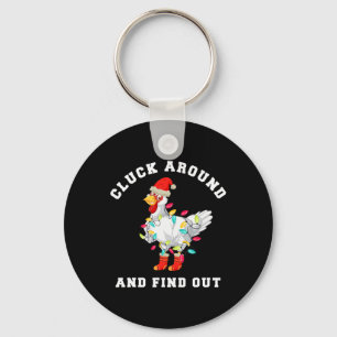 Cluck Around And Find Out Fun Christmas Chicken Keychain