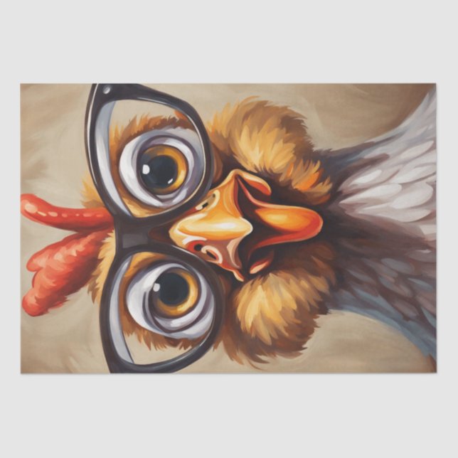 Cluck & Gasp: Shocked Chicken Face Decoupage Tissue Paper (Front)