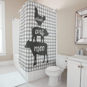 Cluck Oink Moo Chicken Cow Pig Farmhouse Plaid