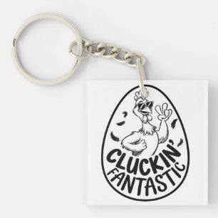 Cluckin' Fantastic Chicken-Themed Humorous Design Keychain