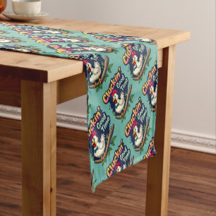Cluckin' Good Time Funny Chicken Illustration Short Table Runner