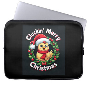 Cluckin’ Merry Christmas Chicken Laptop Sleeve