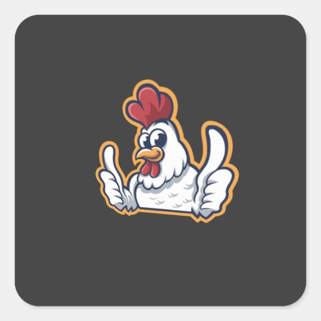 Clucky the Cheerful Chicken Square Sticker (Front)