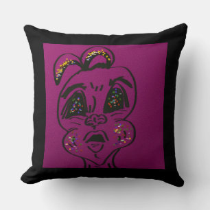 Clueless Bunny Throw Pillow