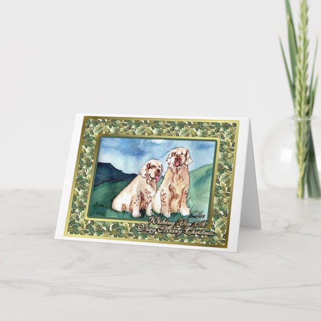 Clumber Spaniel Dog Blank Christmas Card (Front)