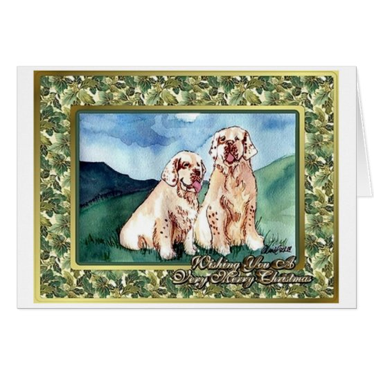 Clumber Spaniel Dog Blank Christmas Card