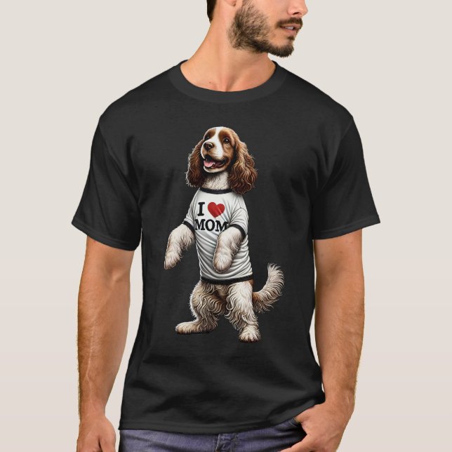 Clumber Spaniel Mom I Love Mom Clumber Spaniel T-Shirt (Front)
