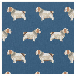 Clumber Spaniel navy blue dog Fabric