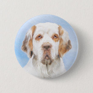 Clumber Spaniel Painting - Cute Original Dog Art 2 Inch Round Button